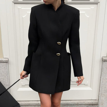 Autumn Winter Niche Design Black V neck Long Sleeve Waist Trimming Short Dress Women Commuting Elegant by Ragazza