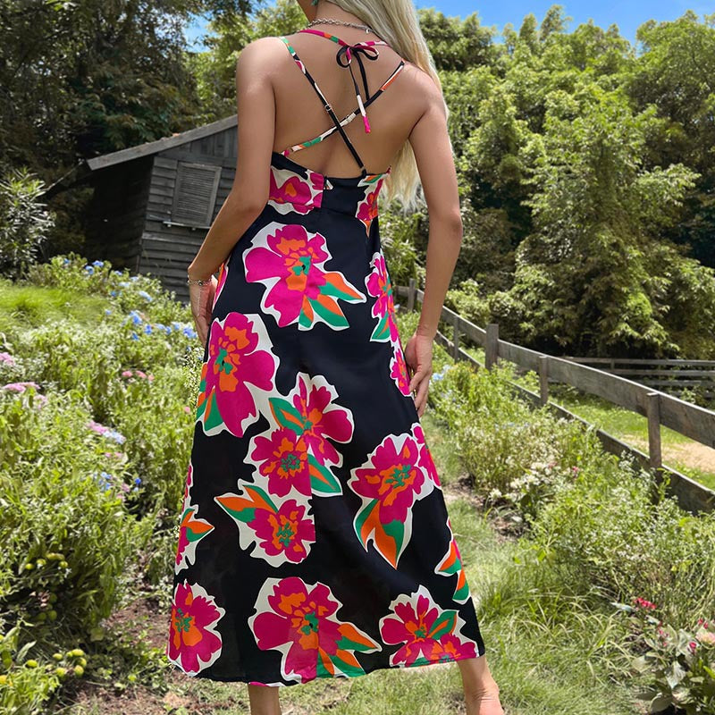 Summer Women Printed Mid Length Strap Dress by Ragazza