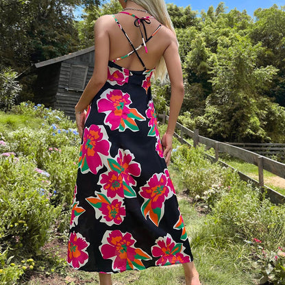 Summer Women Printed Mid Length Strap Dress by Ragazza