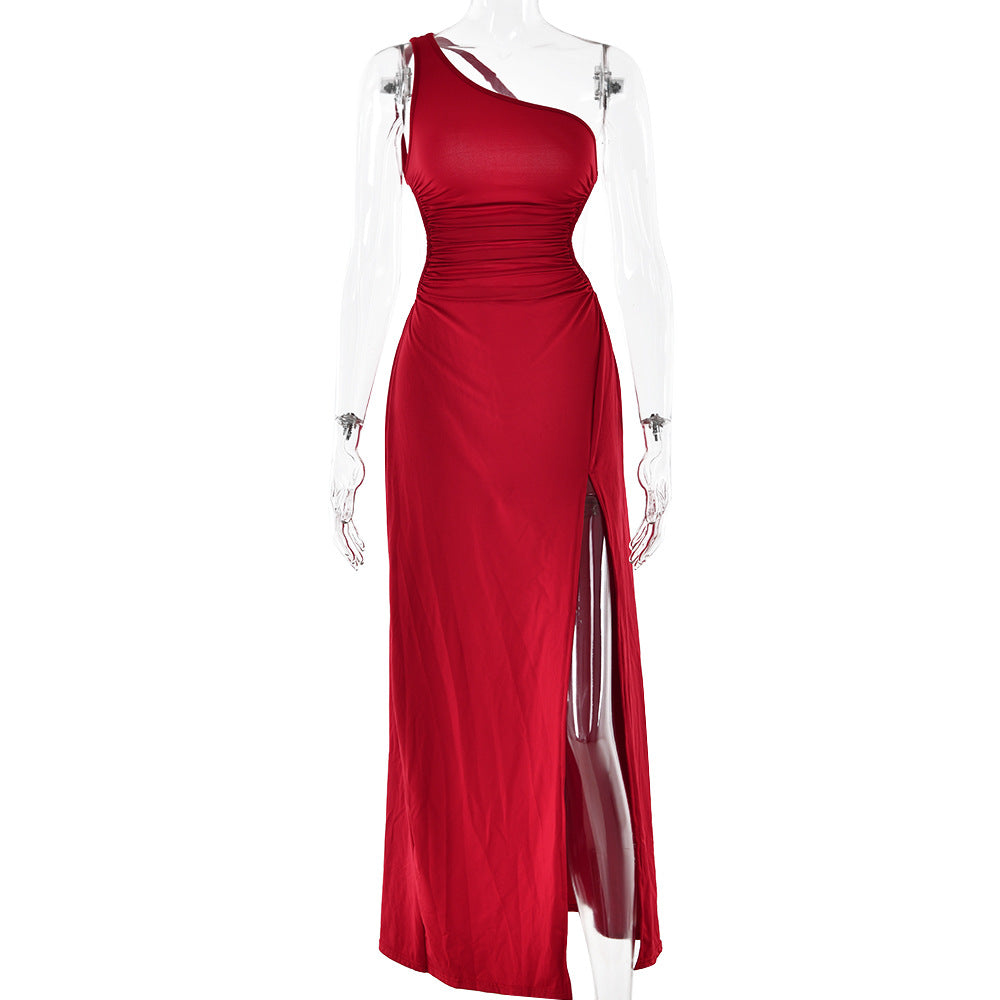 Women Backless Shoulder High Slit Dress Sexy Cold-Shoulder Sleeveless Maxi Dress Spring Summer by Ragazza
