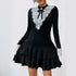 Autumn Lace Bow Patchwork Socialite French Party Elegant Dress by Ragazza