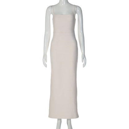 Solid Color Sexy Backless Slim Fit Elegant Zipper Dress Women  DestGlow