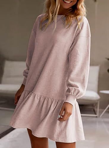 Women Clothing Crisscross Neckline Round Neck Long Sleeve Casual Sweatshirt Dress by Ragazza