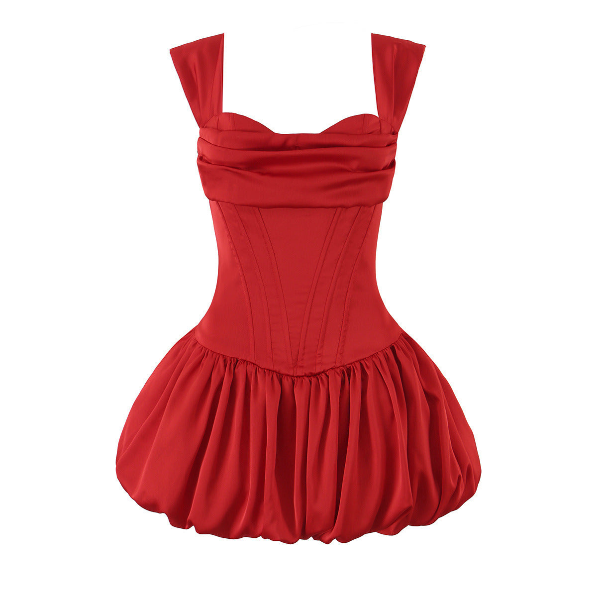 Women Clothing Fashionable Elegant Slim off Shoulder Boning Corset Waist Bud Puff Short Dress  DestGlow