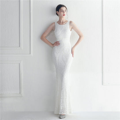 Craft Beaded Positioning Floral Sequin Star Wedding Prom Maxi Dress by Ragazza