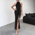 Sexy Backless Lace up High Slit Dress Ribbon Design Sleeveless Dress by Ragazza