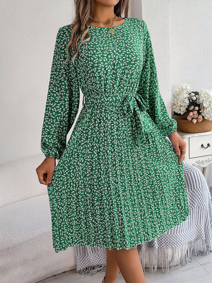 Spring Summer Casual Long Sleeved Floral Large Hem Pleated Women Clothing by Ragazza