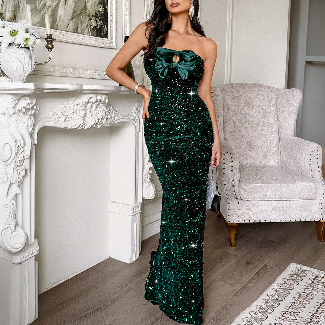 Women Elegant Evening Dress Tube Top Sexy Maxi Dress by Ragazza