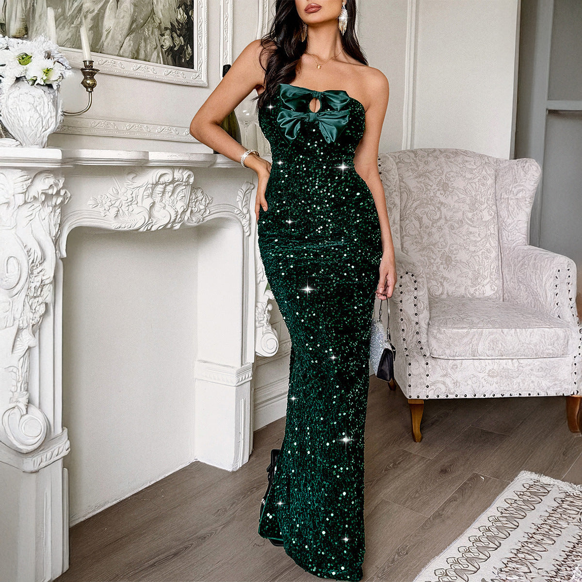 Women Elegant Evening Dress Tube Top Sexy Maxi Dress by Ragazza