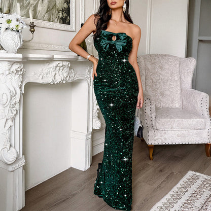 Women Elegant Evening Dress Tube Top Sexy Maxi Dress by Ragazza