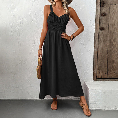 Summer Sleeveless Sling Casual Pleated Dress by Ragazza