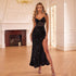 Summer Women Clothing Sexy Sequin Stitching Dress Long Camisole Gown by Ragazza