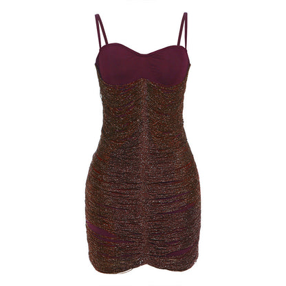 Autumn Winter Women Clothing Sexy Slim V neck Backless Hip Spaghetti Straps Dress for Women by Ragazza