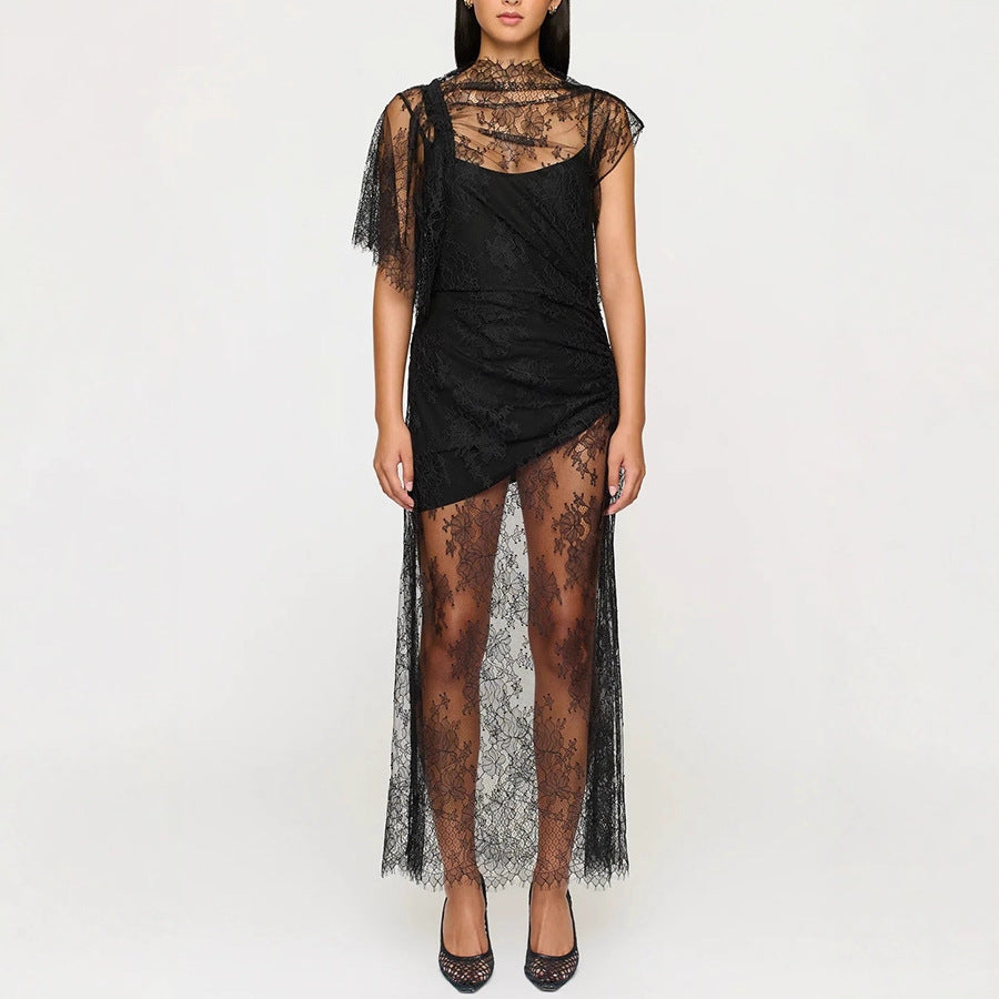 Spring Autumn Lace Pull Elastic Dress Casual Party Dress by Ragazza