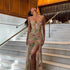 Women Clothing Summer Sexy Spaghetti Strap Floral Print Vacation Beach High Waist Slimming Slit Dress Women by Ragazza