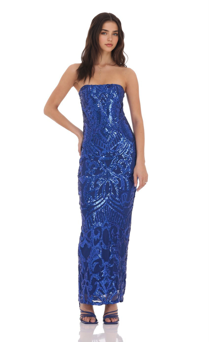 Cocktail Goddess Women Embroidered Floral Sequined Evening Dress Tube Top Fishtail Group Slim Dress by Ragazza