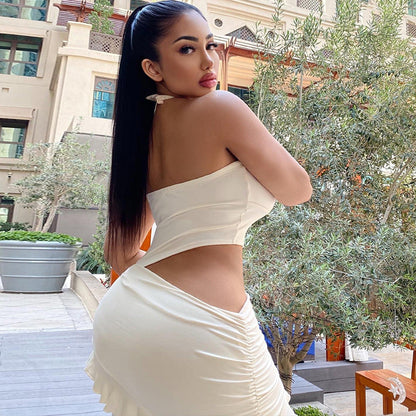 Women Clothing Solid Color Sleeveless Dress High Collar Casual Pullover Hip Dress by Ragazza