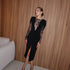 Autumn Winter Elegant V Shaped Lace Stitching Expensive Slim Fit Slit Dress Women by Ragazza