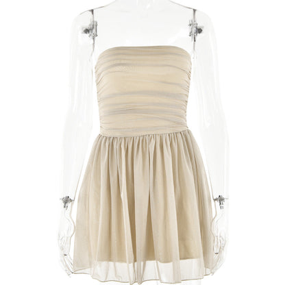 Arrival Dress Sexy Trend Mesh Stitching off Neck Tube Top Backless Short Dress for Women by Ragazza