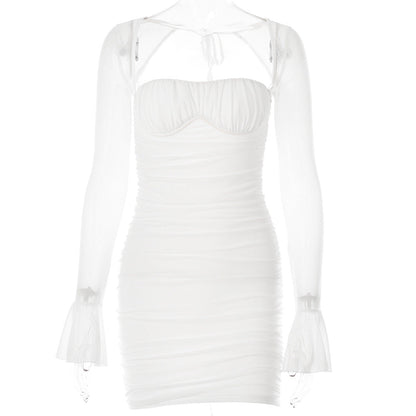 Sexy Tight Dress Autumn Winter Fashionable See through Long Sleeve Backless Hip Dress by Ragazza
