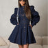 Denim Shirt Dress Niche Design Lantern Sleeve Lace up Graceful Fashionable Dress by Ragazza