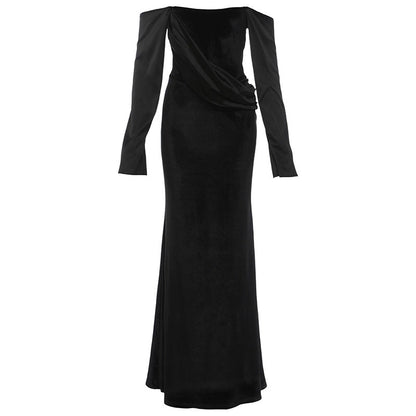 Autumn Winter Women Clothing High Class Elegant Slim Fit Backless off Shoulder Tube Top Long Sleeve Dress Women by Ragazza