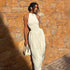 Spring Women Clothes Irregular Asymmetric with Personality Slim Half Turtleneck Sleeveless Solid Color Dress by Ragazza