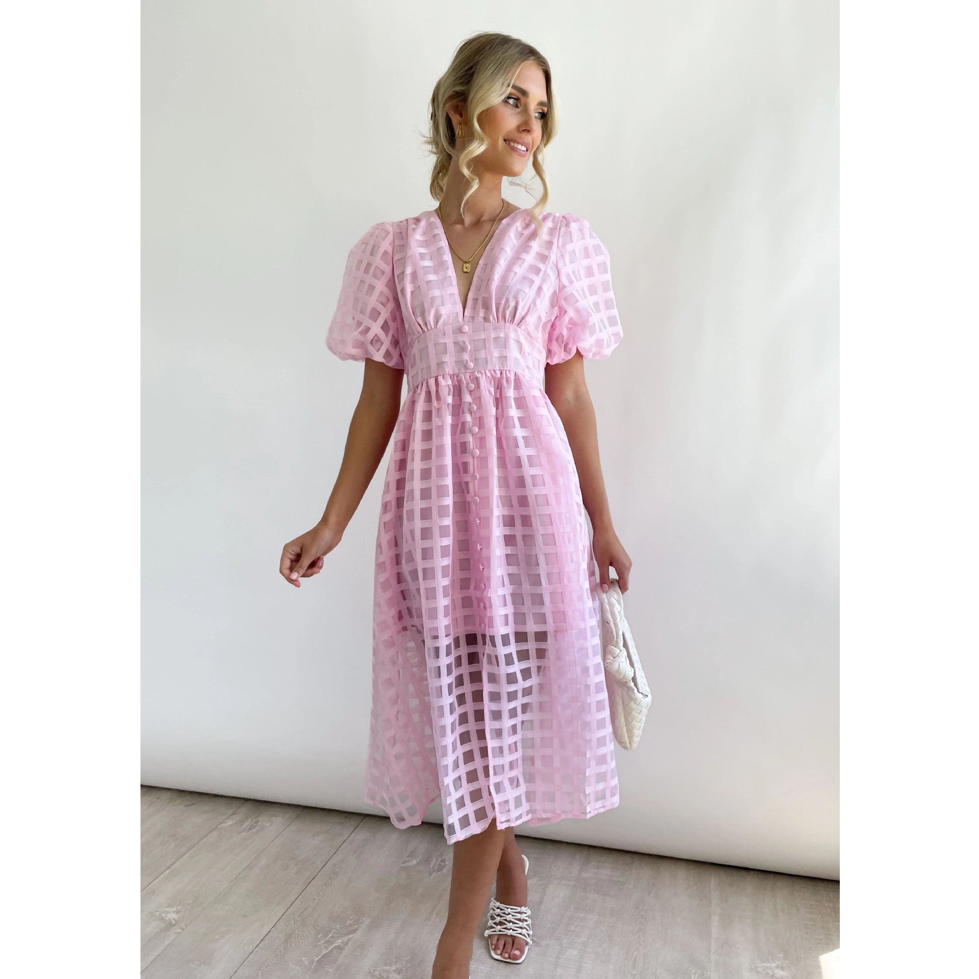 Spring Summer Multi Color Lantern Sleeve Dress Casual Party Dress Women by Ragazza