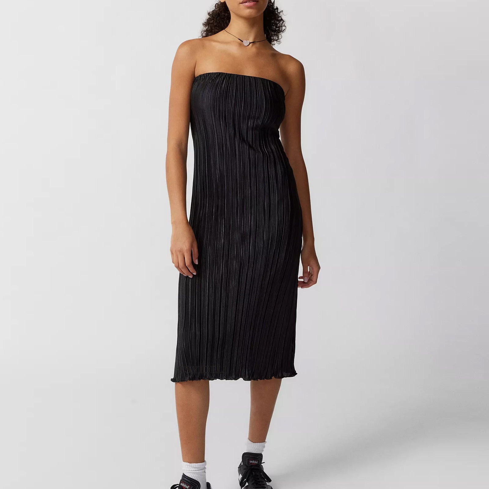 Solid Color Pleated Tube Top Backless Maxi Dress Summer Casual Loose Dress Women by Ragazza