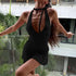 Arrival Sexy Deep V Plunge Hollow Out Cutout Backless Waist Tight Solid Color Sheath Halter Sexy Dress Women  DestGlow