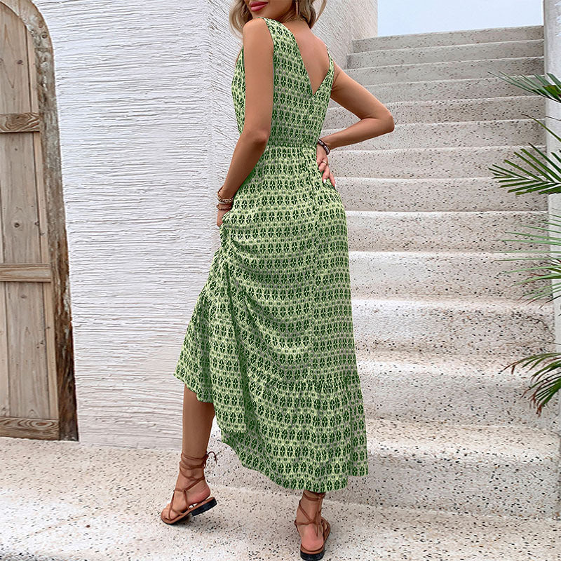 Summer Women Rhombus Prints Sleeveless Dress by Ragazza