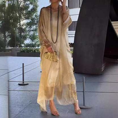 Summer New America Elegant Office Chiffon Printed Dress Marble Texture by Ragazza