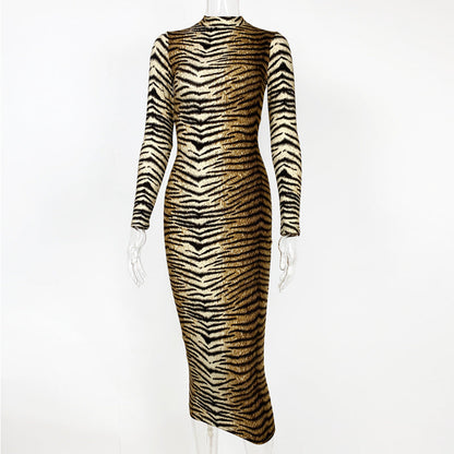 Autumn Winter Women Clothing Leopard Print Long Sleeve Sexy Slim Dress by Ragazza