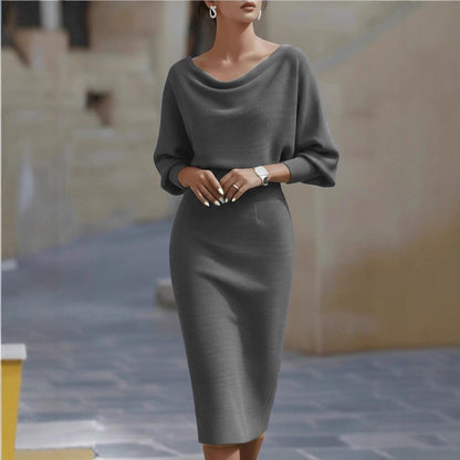 Draped Batwing Sleeve Mid Length Dress by Ragazza