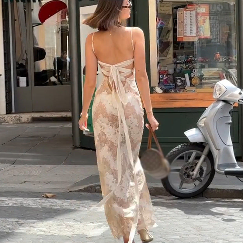 Summer Women Clothing Vacation Sexy Strap High Class Elegant Printing Slip Dress Women by Ragazza