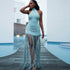 Winter Women Clothing Tassel Design Solid Color Sexy Halter Backless Dress by Ragazza