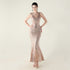 High Neck Fishtail Evening Dress Pearl Embroidery Sequined Crystal Diamond Decorations Red Carpet Wedding Cocktail Dress by Ragazza