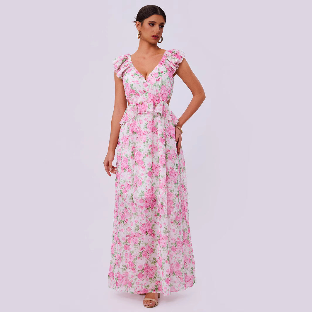 Summer Elegance Women Floral Printed Hem Long Women Clothing by Ragazza