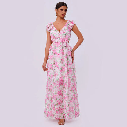 Summer Elegance Women Floral Printed Hem Long Women Clothing by Ragazza