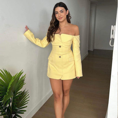 Sexy Tube Top Long Sleeve Dress Backless Slim Fit Hip Dress by Ragazza
