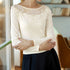 Spring Autumn Elegant Office Slim Fit Three Dimensional Floral Mesh Stitching Solid Color Top Women by Ragazza