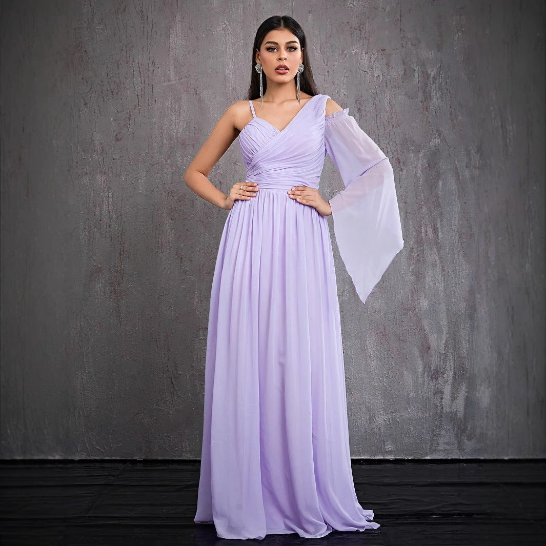 Elegant Slim Fit Evening Dress One Sleeve Sling Catwalk Dress Stage Host Hostess Adult Ceremony Evening Dress by Ragazza