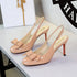 French Sweet Bow Decoration Small round Toe Shallow Mouth Ankle Strap Buckle Patent Leather Sandals for Women  DestGlow