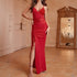 Women Clothing Arrival Red Paillette Splicing Sling Slit Maxi Dress Slim Fit Cocktail Formal Dress by Ragazza