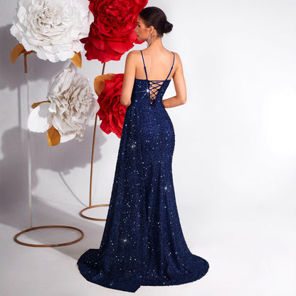High End Heavy Industry High Grade Elegant Slim Fit Sequined Dress Light Luxury Party Ladies Evening Dress by Ragazza