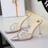 Sexy Open Toe Pointed Sandals Women Rhinestone Transparent Silicon Sealant Slip on Super High Heel Sandals  DestGlow