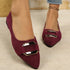 Shallow Mouth Suede Metal Buckle Flat Pumps Women Soft Bottom Office Work Gommino  DestGlow