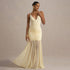 Elegant Straps Tulle Dress Sexy Deep V Plunge Pleated Stitched Backless Maxi Dress by Ragazza