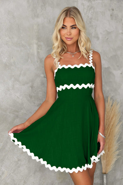 Summer Fresh Sweet Solid Color Sexy Strap Short Dress by Ragazza
