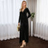 Black Velvet Dress Women Deep V Plunge neck Side Waist Pleating Slim Fit Fishtail Swing Autumn Winter Heavy Texture Dinner by Ragazza